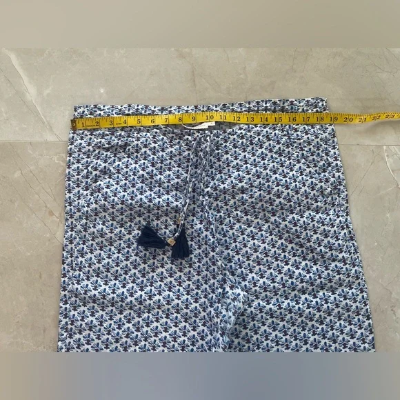 Tory Burch Linen Straight Leg Pull On Drawstring Tassel Pant Blue
Floral Size M - Picture 4 of 9